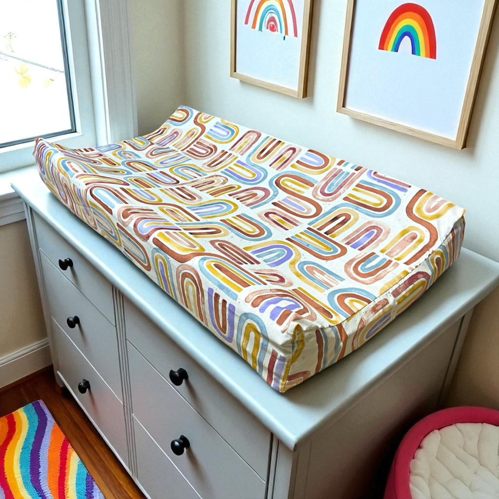 Watercolor Rainbow Baby Changing Pad Cover